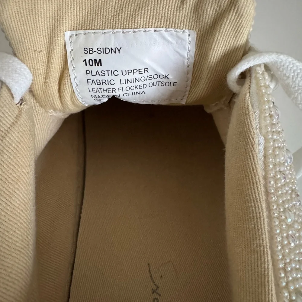 Betsey Johnson Women’s Sidney Laceup Platform Pearl-Embellished Sneaker - Picture 8 of 10